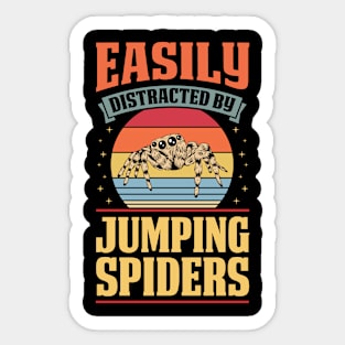 Easily Distracted By Jumping Spiders - Retro Vintage Style Sticker